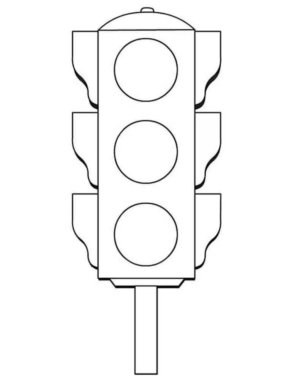Bright traffic light coloring page for 5-6 year olds