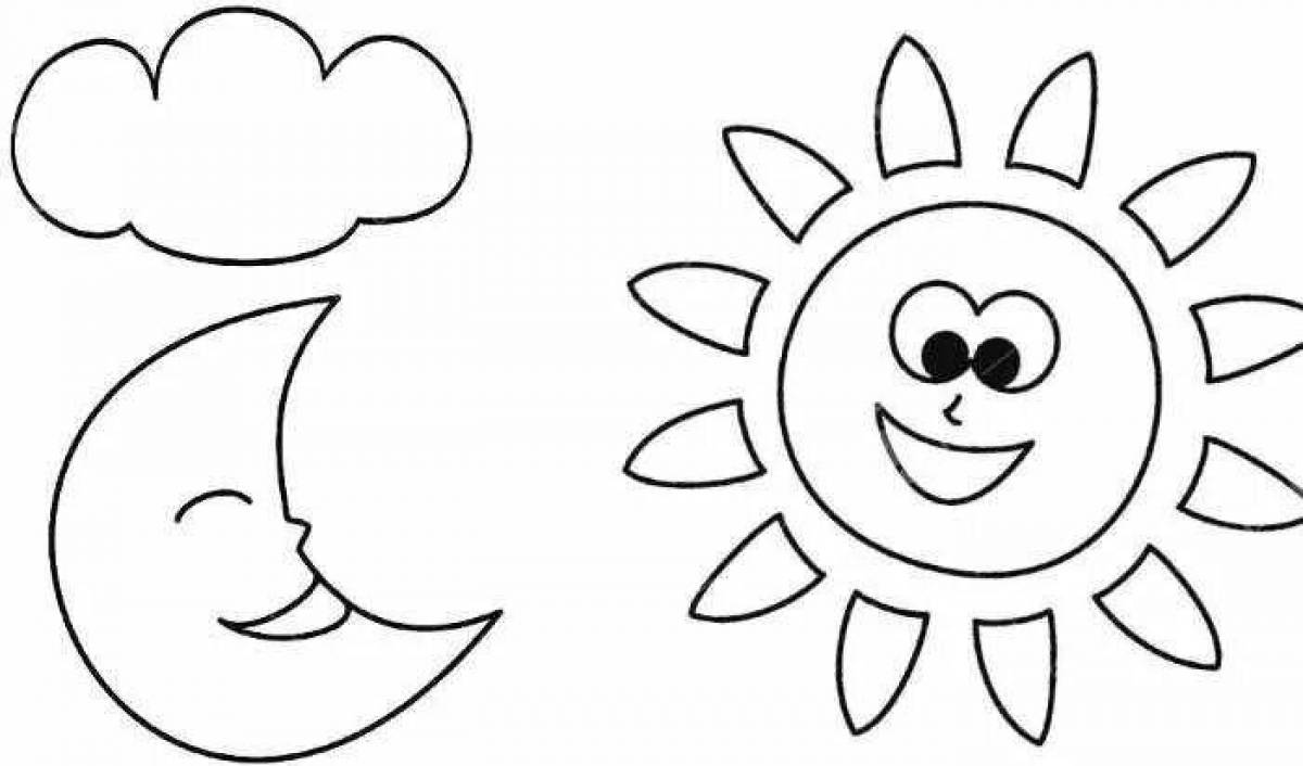 Веселая раскраска солнышко для детей 2-3 лет