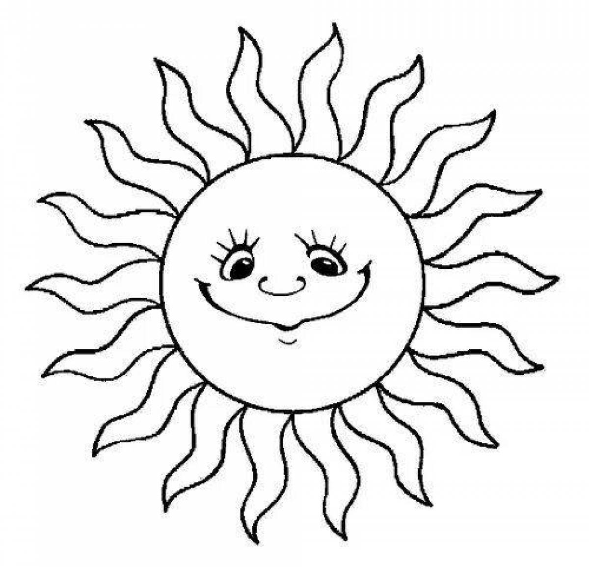 Лучистая раскраска солнце для детей 2-3 лет