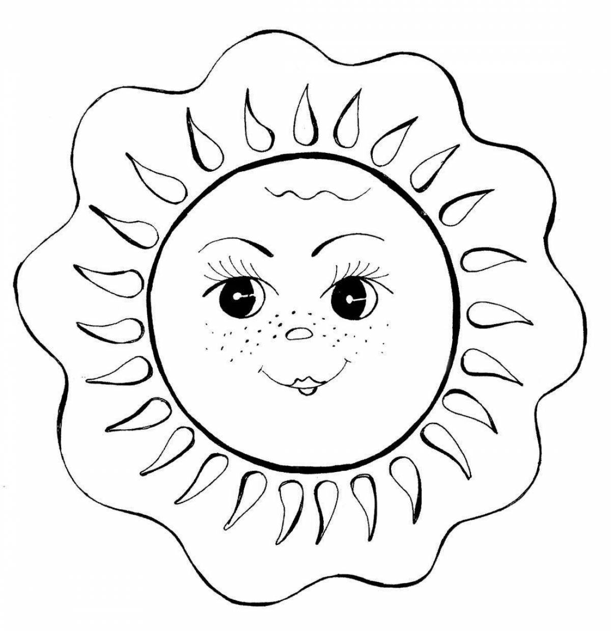 Solar coloring sun for children 2-3 years old