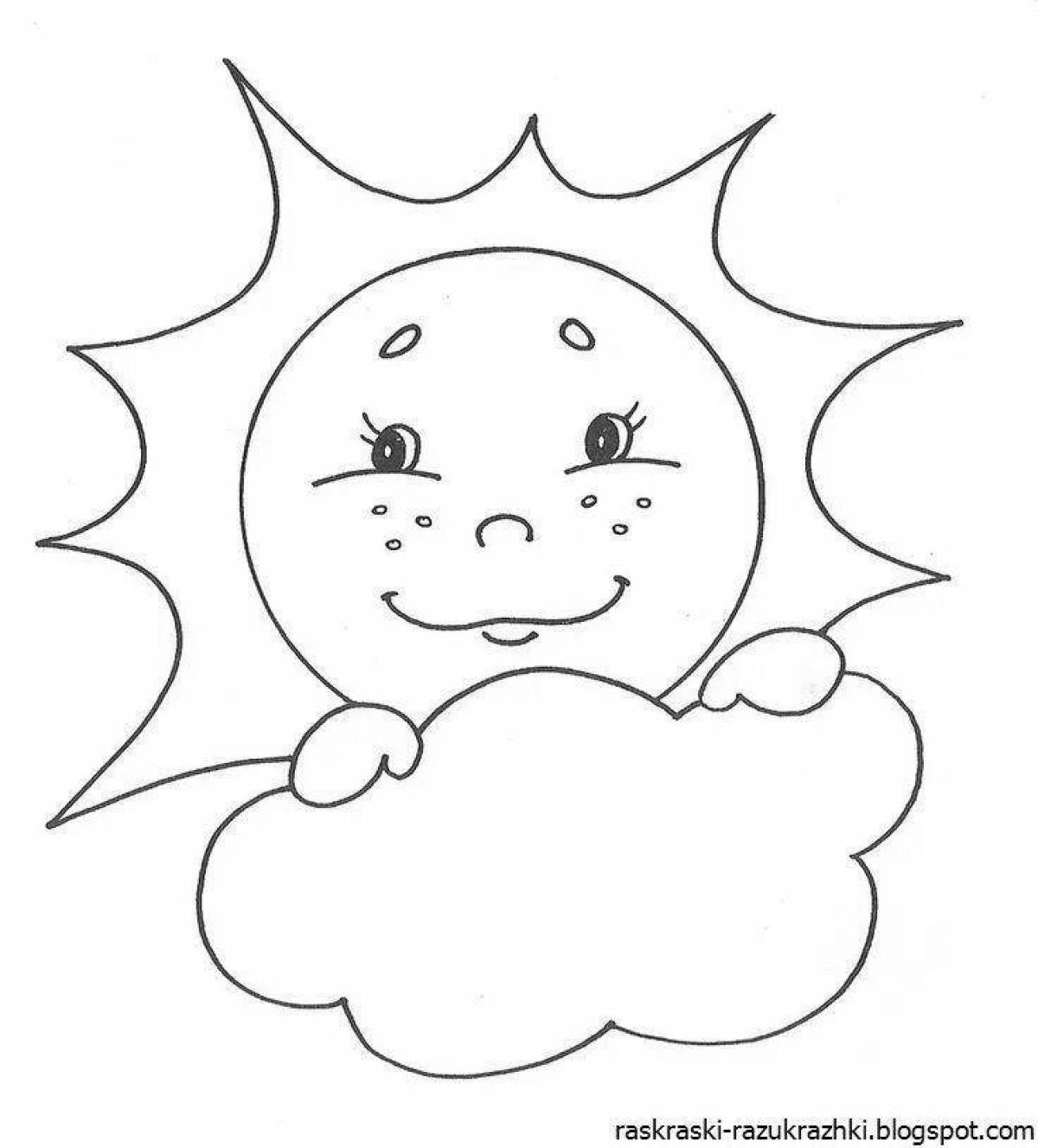 Playful sun coloring book for 2-3 year olds