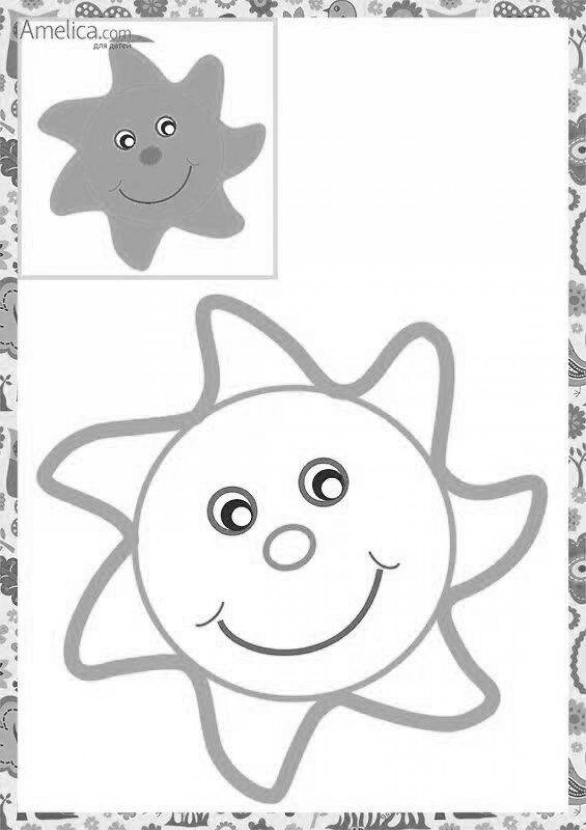 Fun coloring book sun for 2-3 year olds