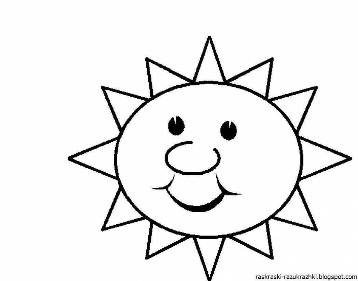 Очаровательная раскраска солнце для детей 2-3 лет