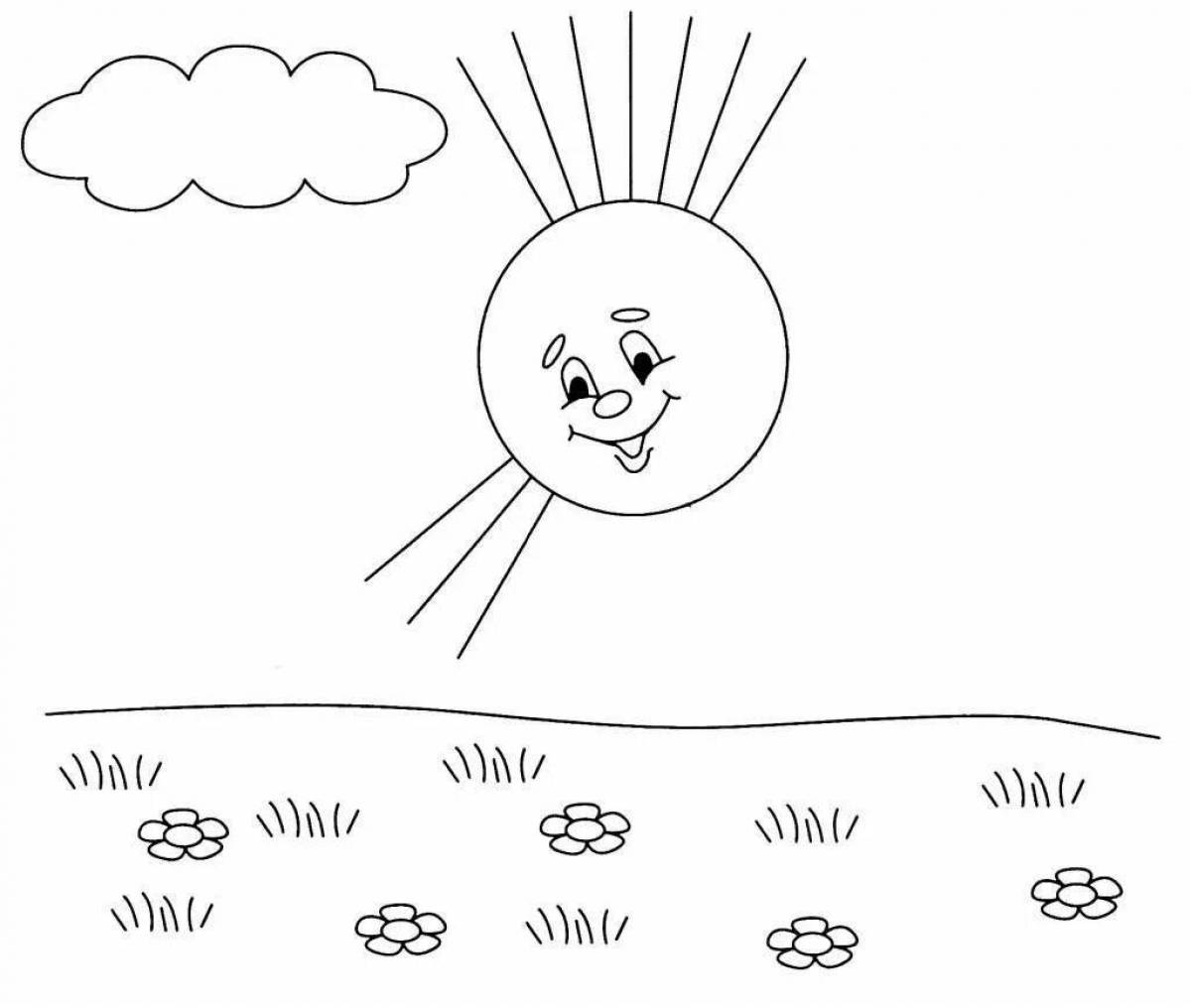 Сказочная раскраска солнце для детей 2-3 лет