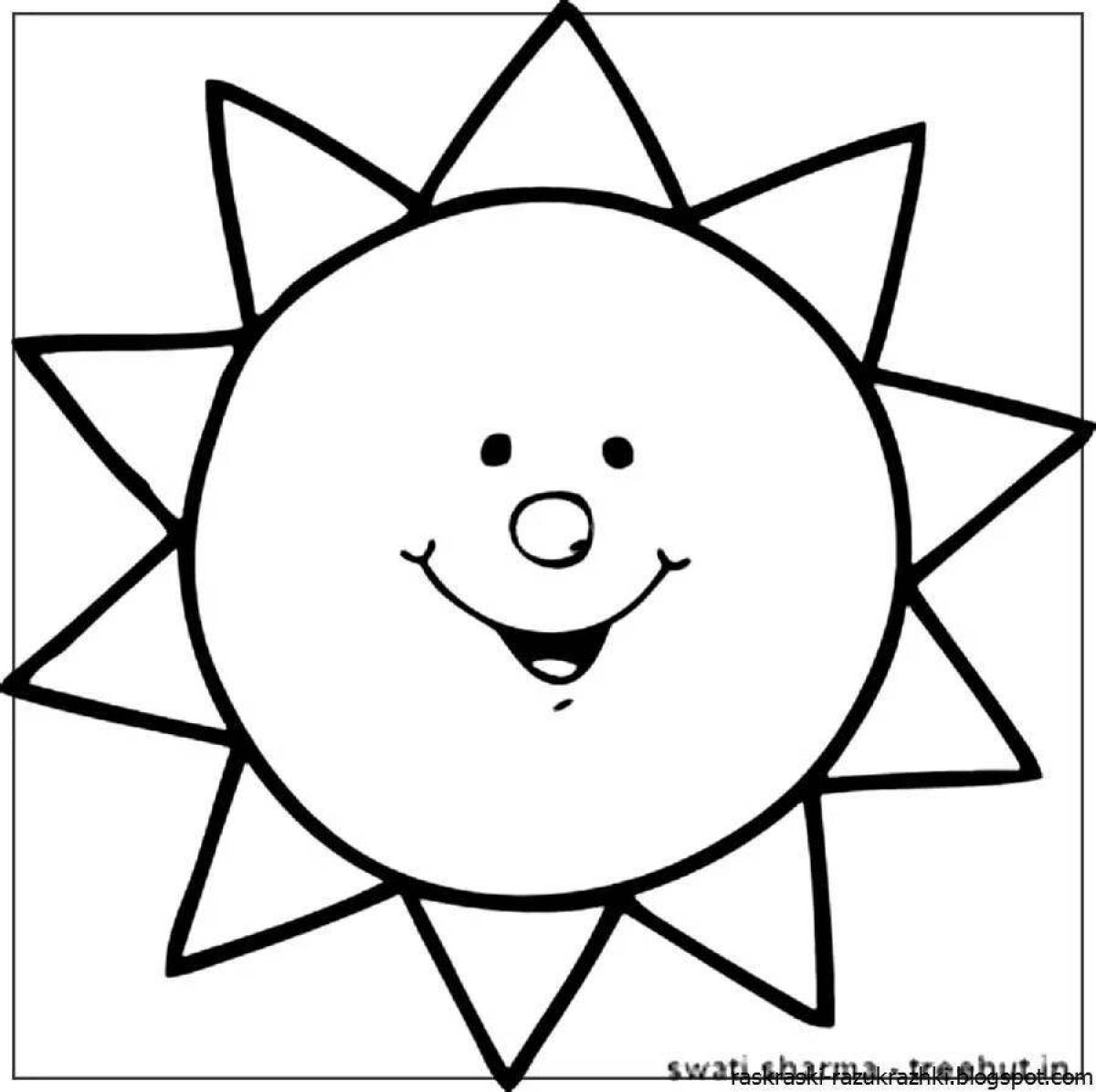 Милая раскраска солнце для детей 2-3 лет