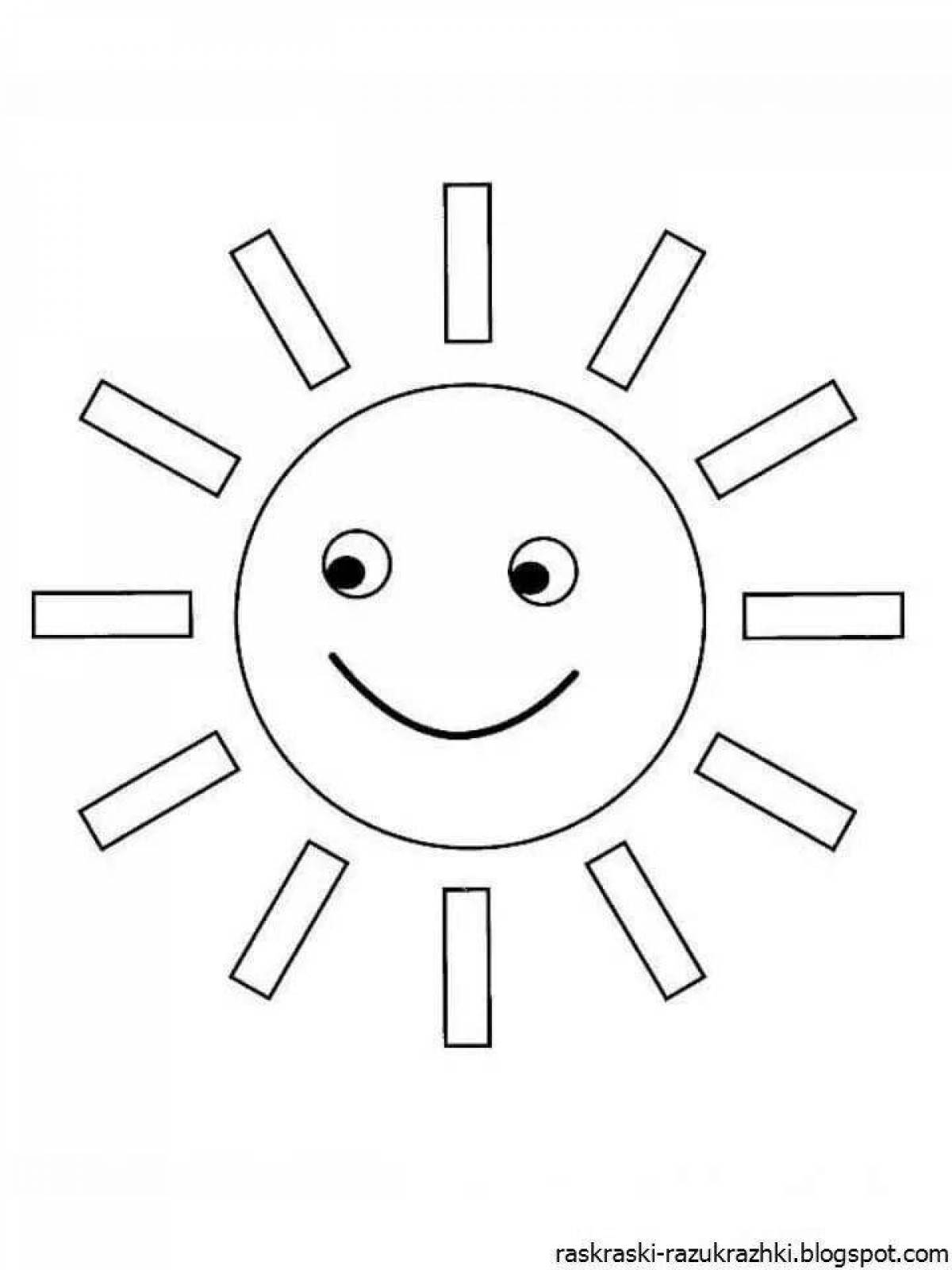 Привлекательная раскраска солнце для детей 2-3 лет