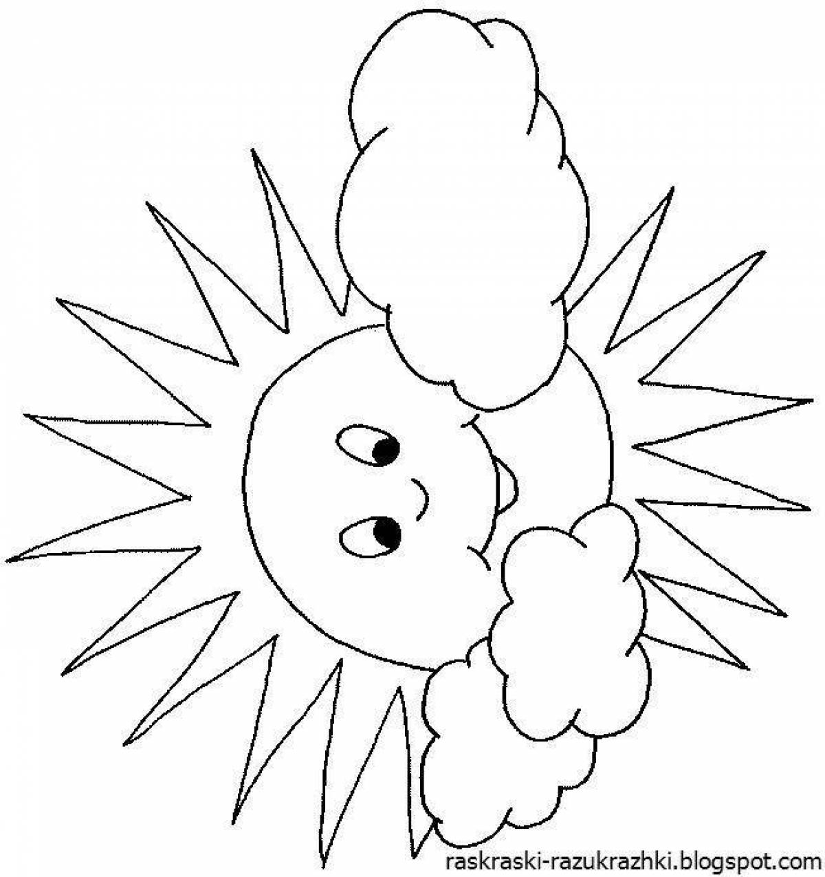 Креативная раскраска солнце для детей 2-3 лет