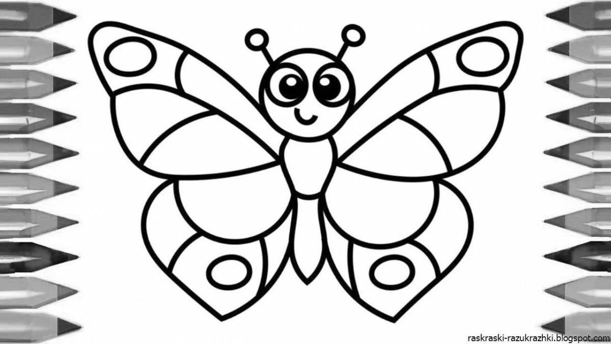 Веселая бабочка-раскраска для детей 5-6 лет