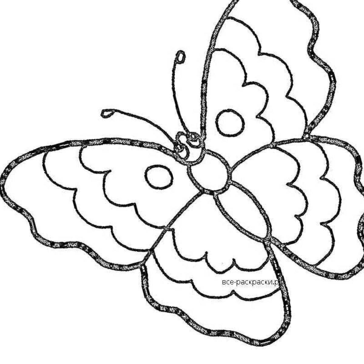 Сказочная бабочка-раскраска для детей 5-6 лет