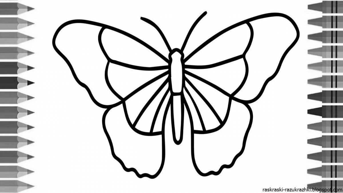 Блестящая бабочка-раскраска для детей 5-6 лет