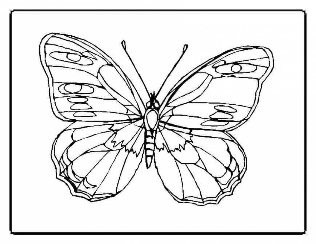 Буйная бабочка-раскраска для детей 5-6 лет
