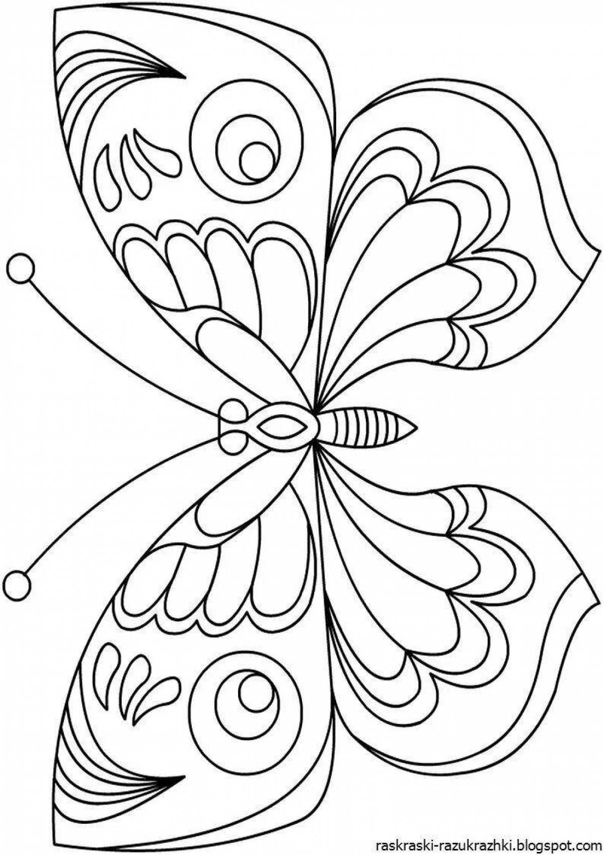 Coloring book shining butterfly for children 5-6 years old