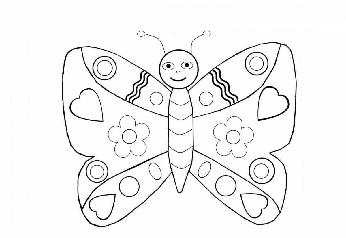 Animated butterfly coloring page for 5-6 year olds