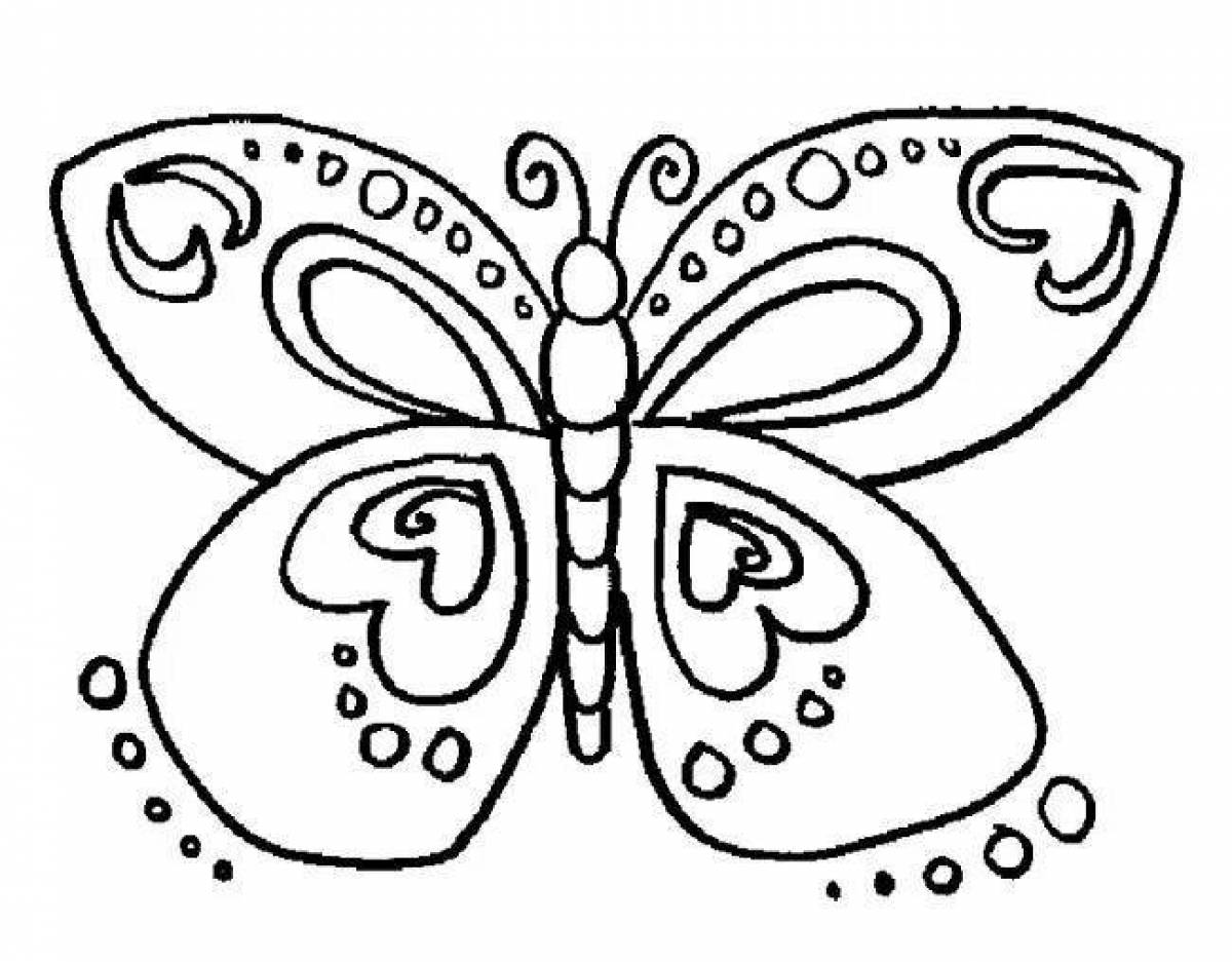 Coloring book cheerful butterfly for children 5-6 years old