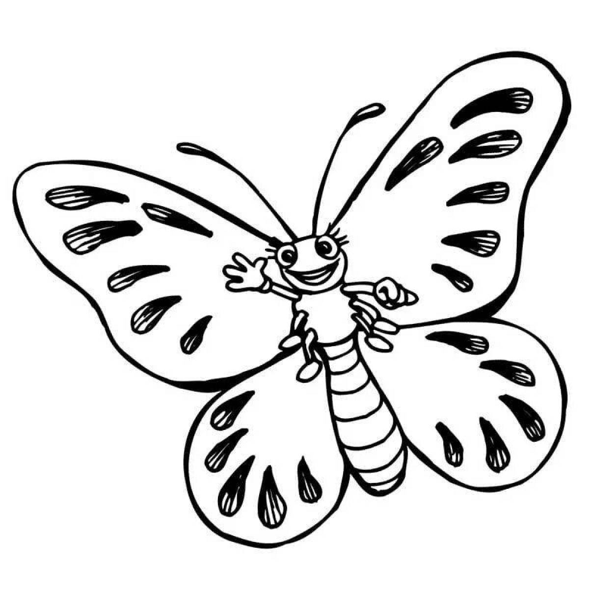 Игривая бабочка-раскраска для детей 5-6 лет