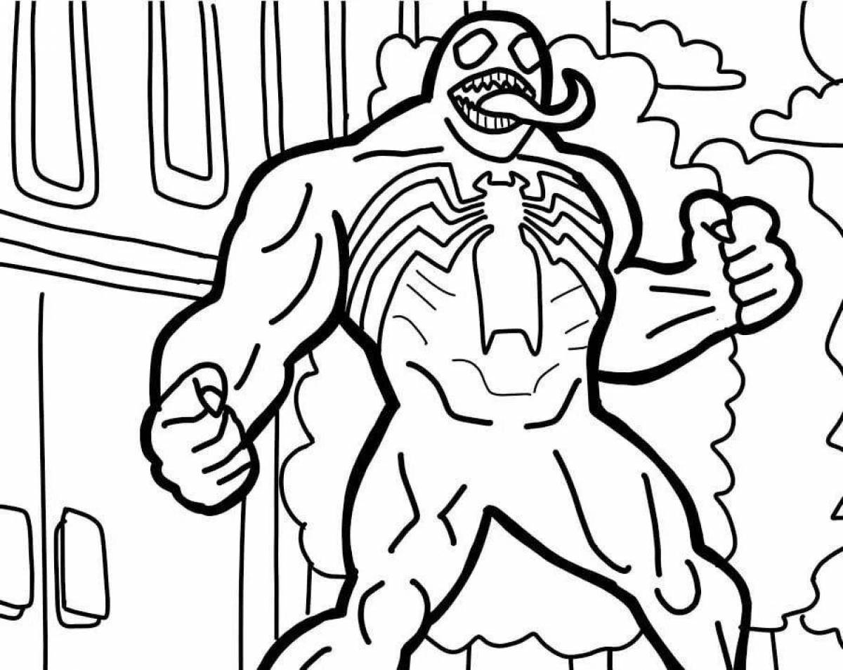 Colorfully designed venom coloring page
