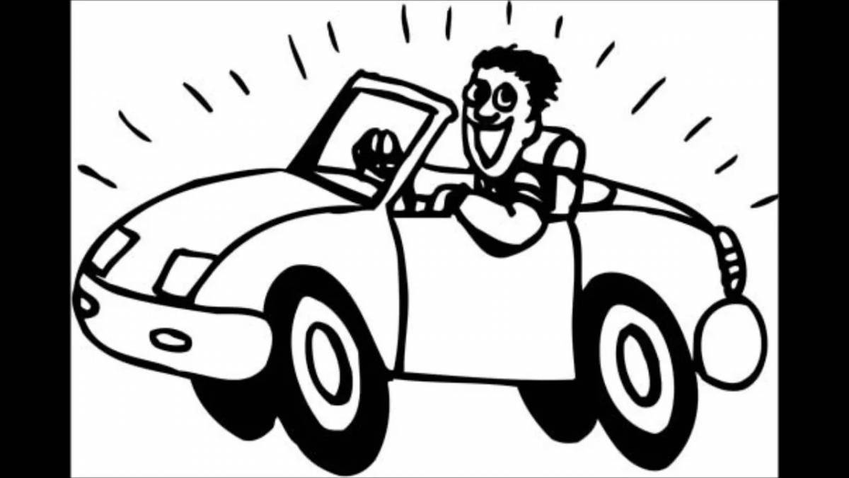 Coloring page energetic driver