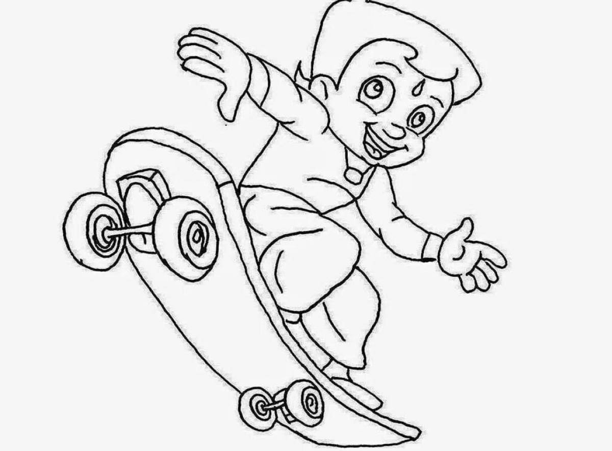 Colorful bright skate coloring page