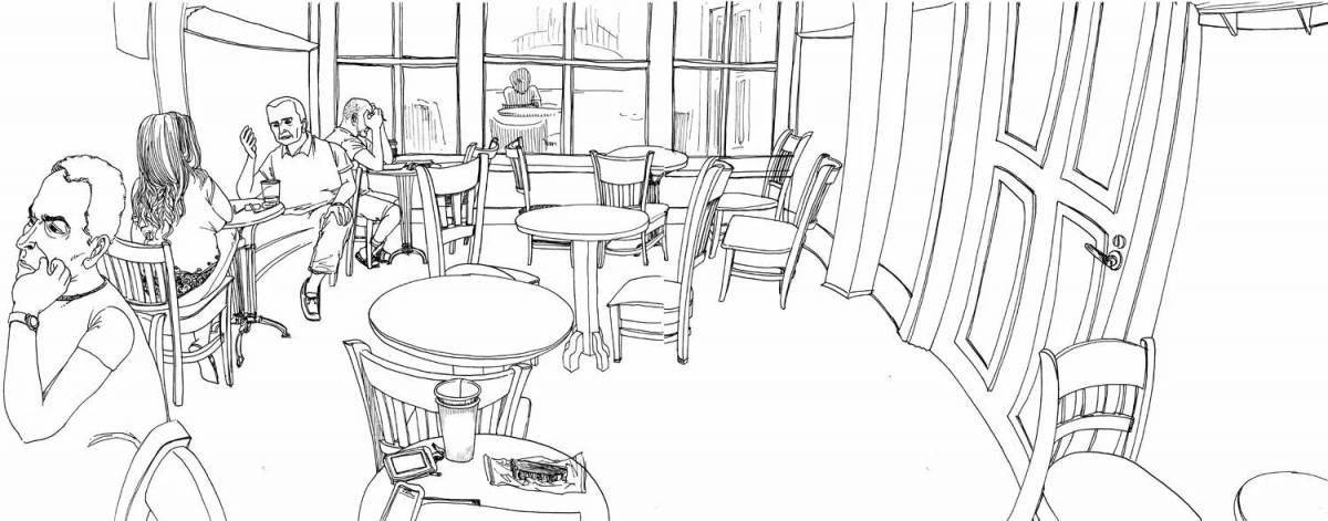 Exciting cafe coloring book