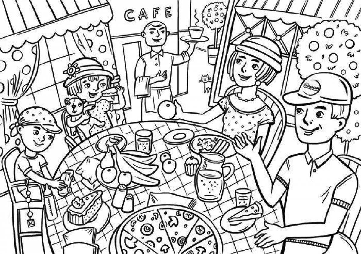 Cafe Coloring Page