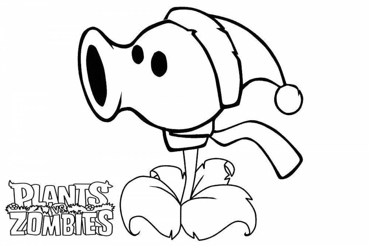 Colourful pea shooter coloring page