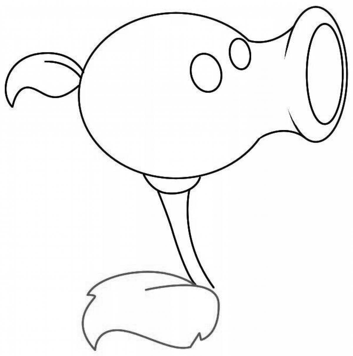 Coloring page cheerful pea shooter