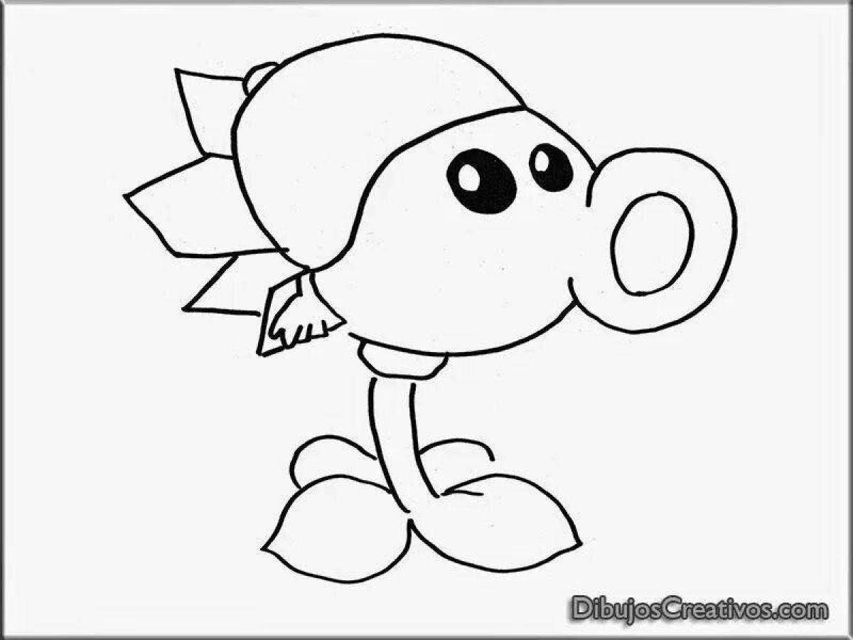 Adorable pea shooter coloring page