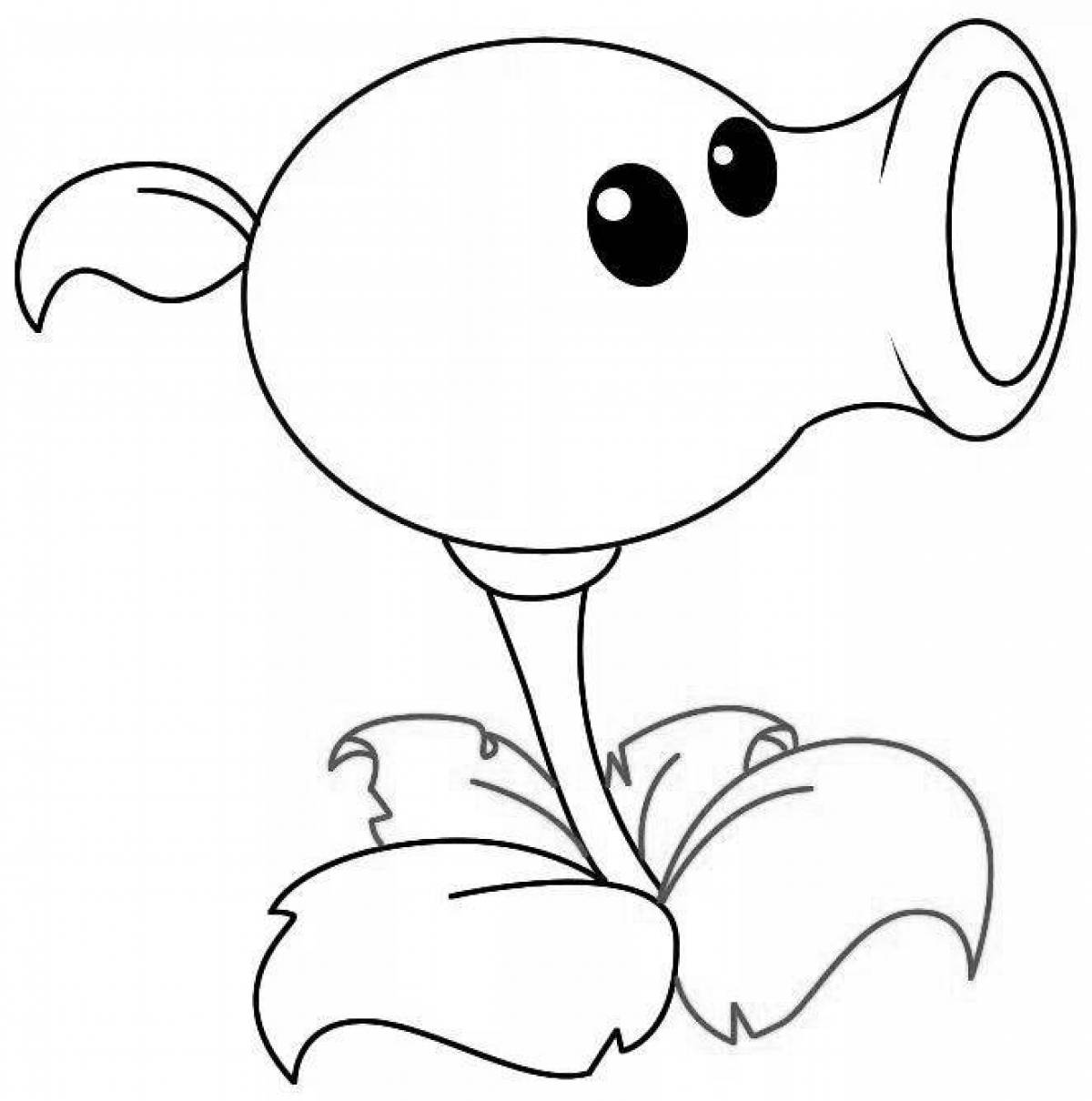 Coloring page cute pea shooter