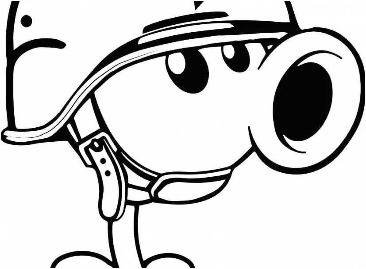 Coloring page funny pea shooter