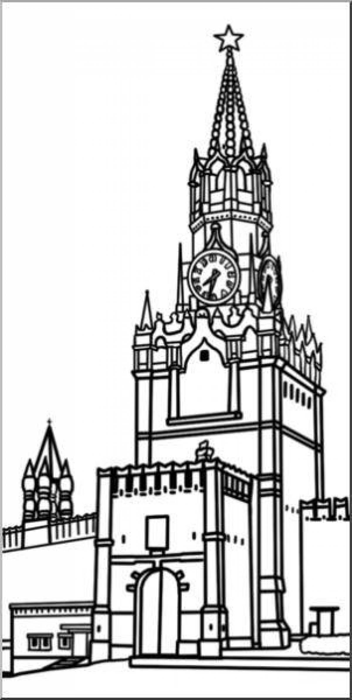 Impressive spasskaya tower coloring page