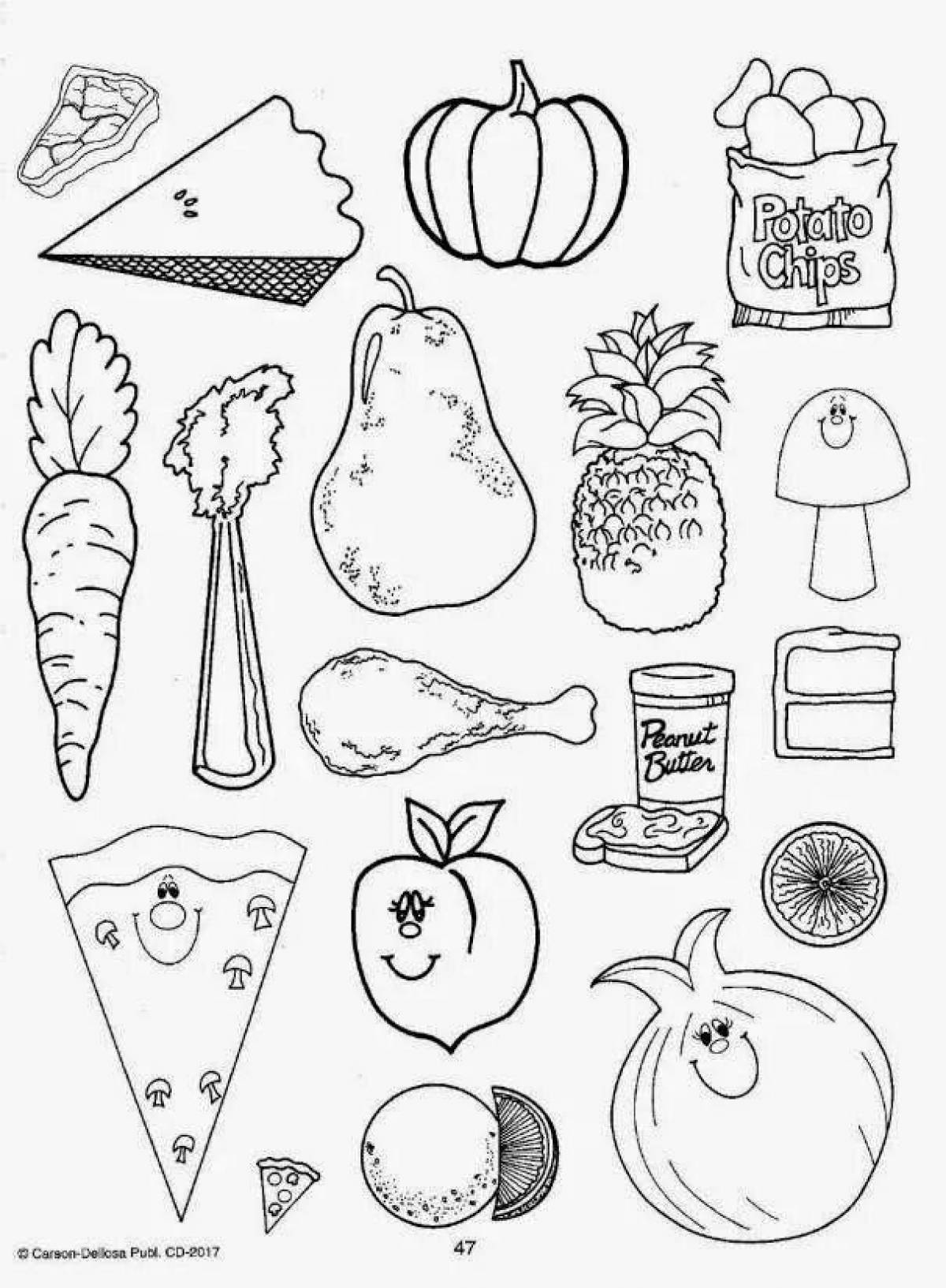 Colorful healthy food coloring book