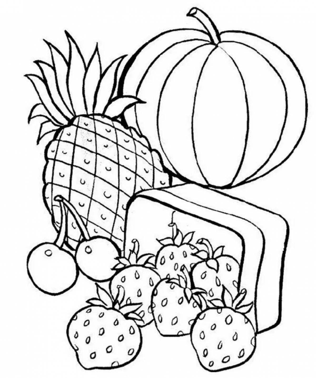 Coloring pages with colorful petals healthy food