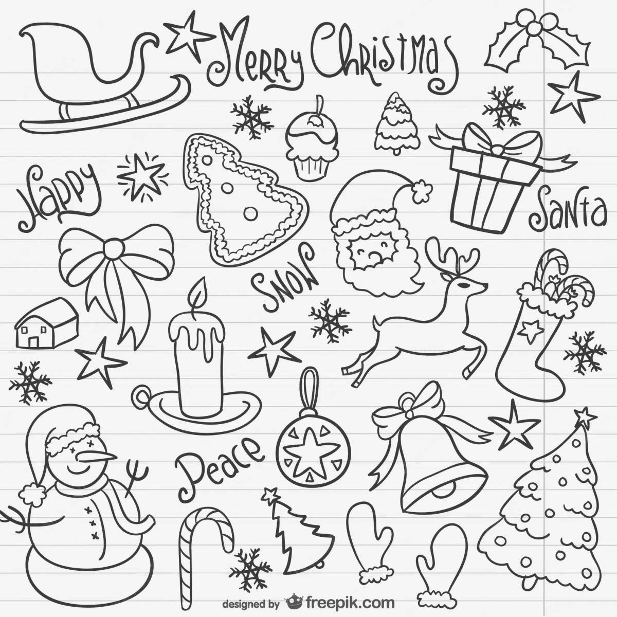 Holiday coloring Christmas stickers