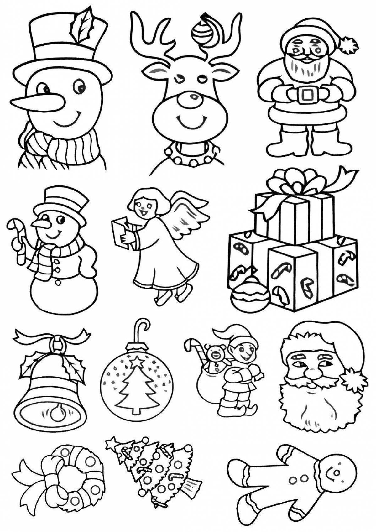 Glitter coloring Christmas stickers