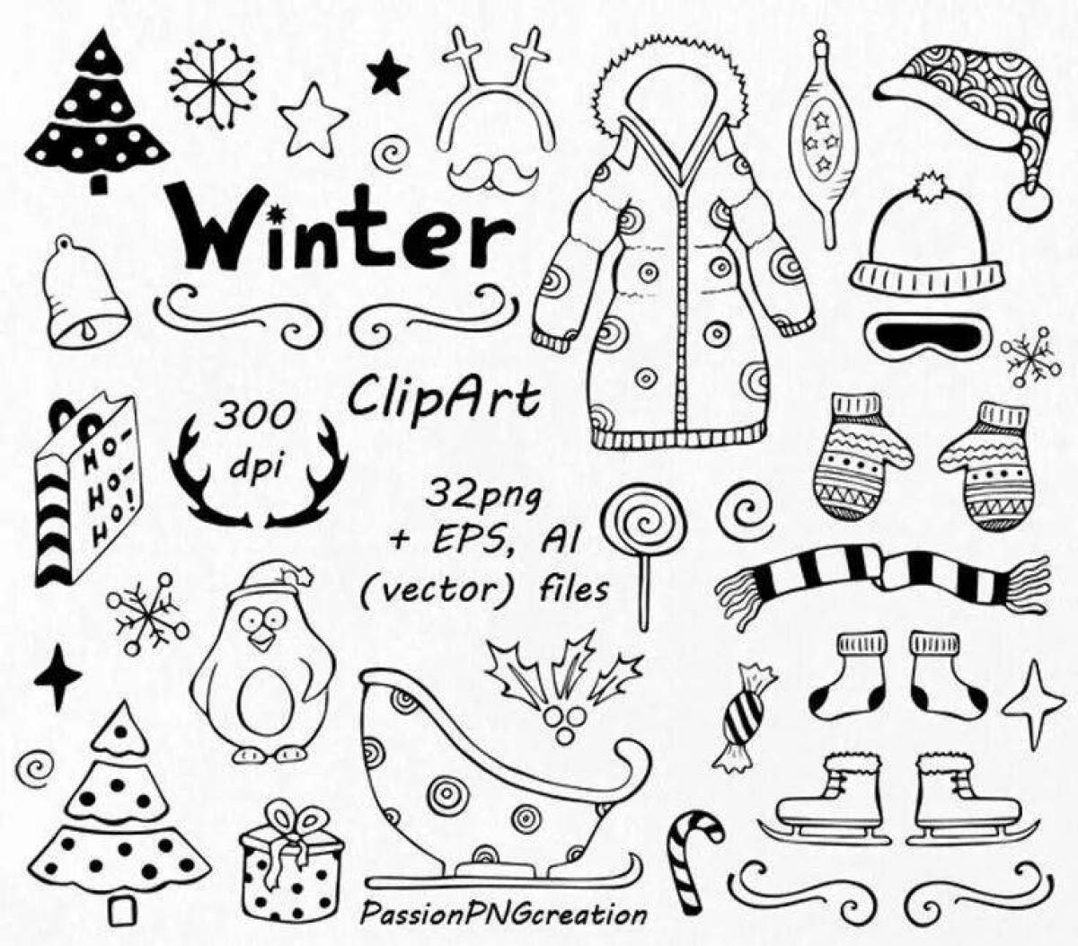 Gorgeous coloring Christmas stickers