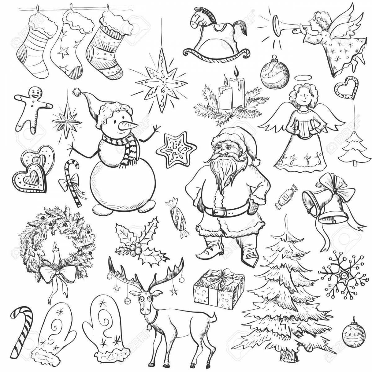 Рождественские наклейки grand coloring page