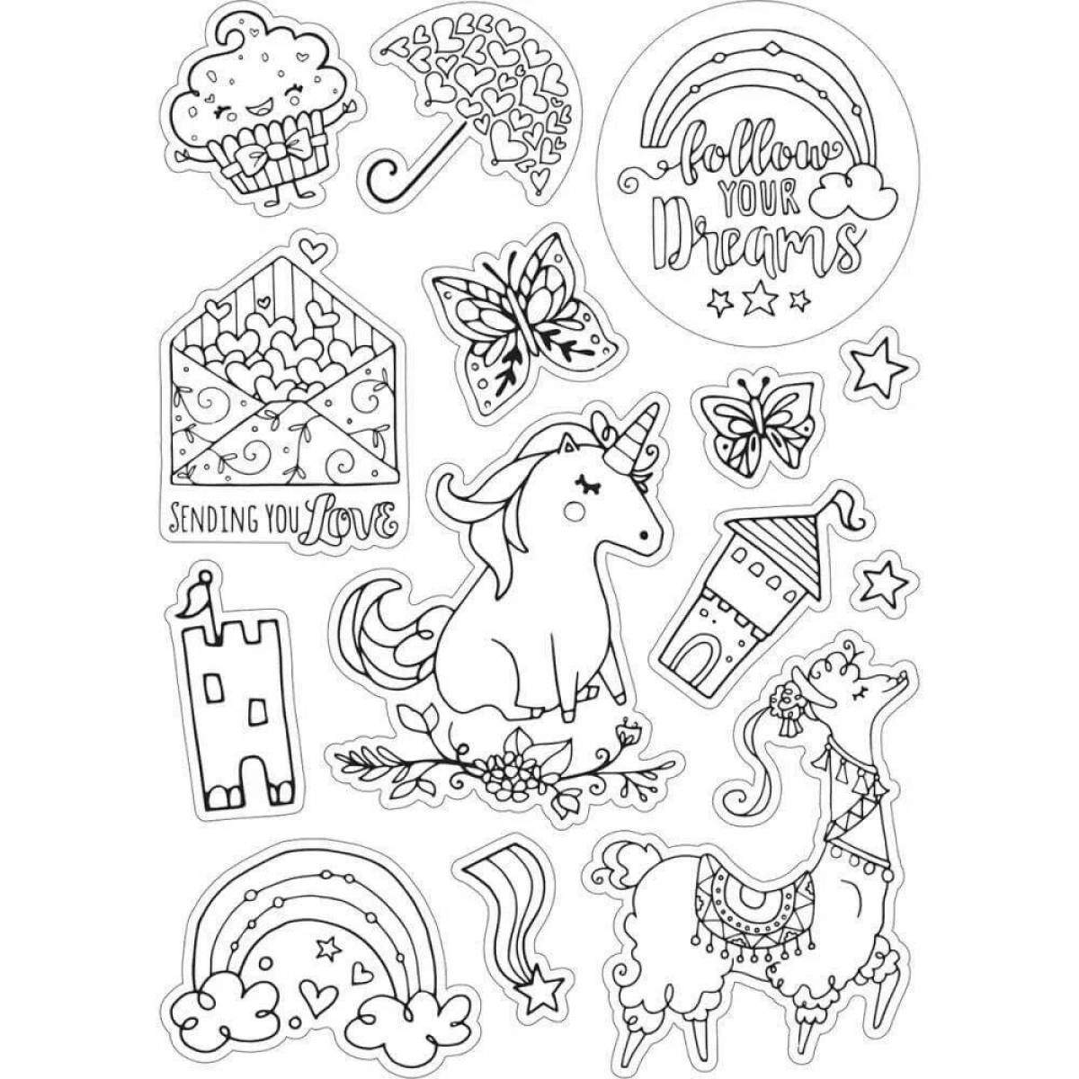 Bright coloring Christmas stickers