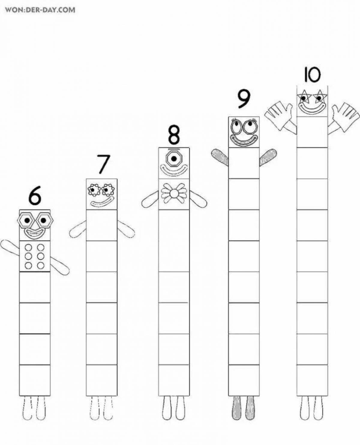 Exciting number block coloring page