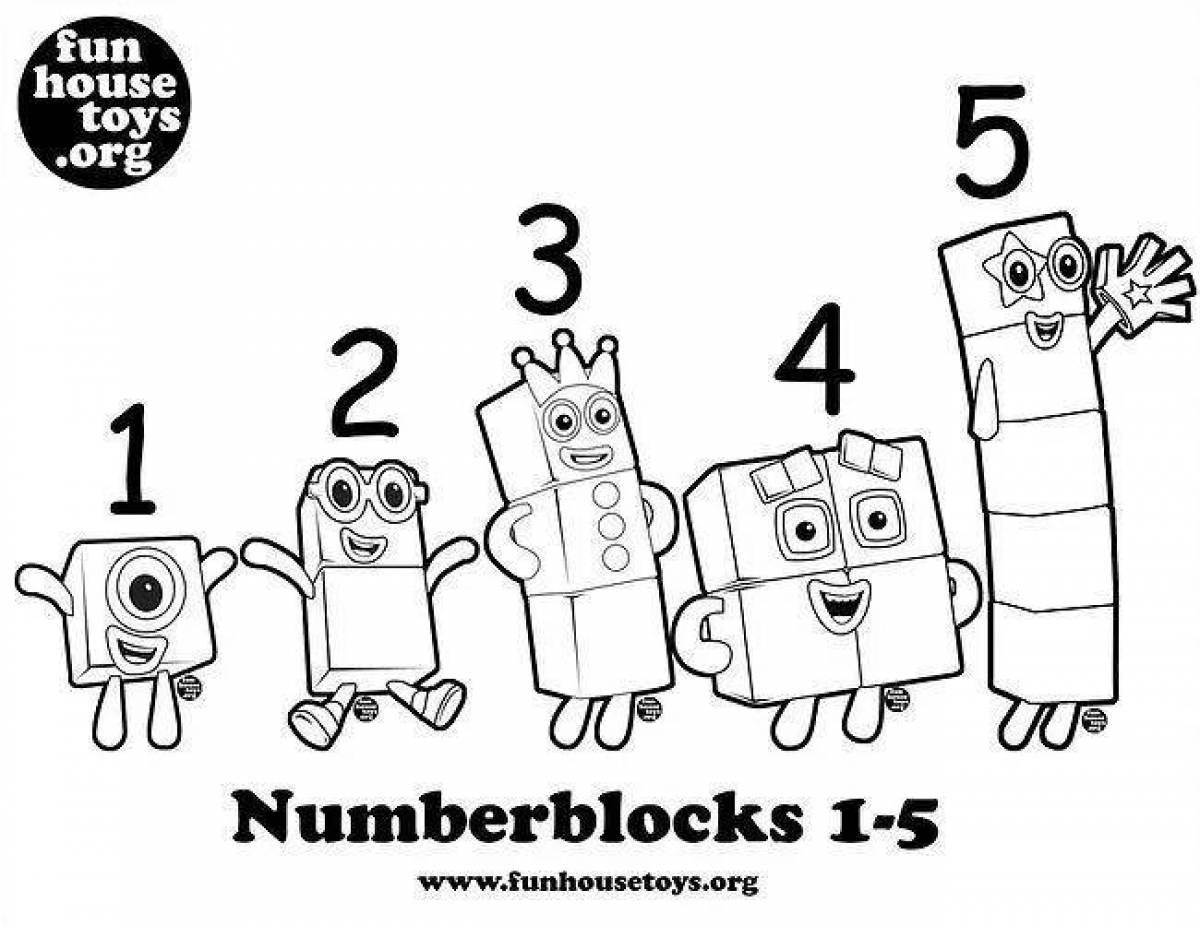Coloring colorful puzzle number blocks