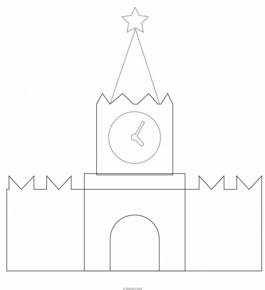 Спасская башня Кремля рисование