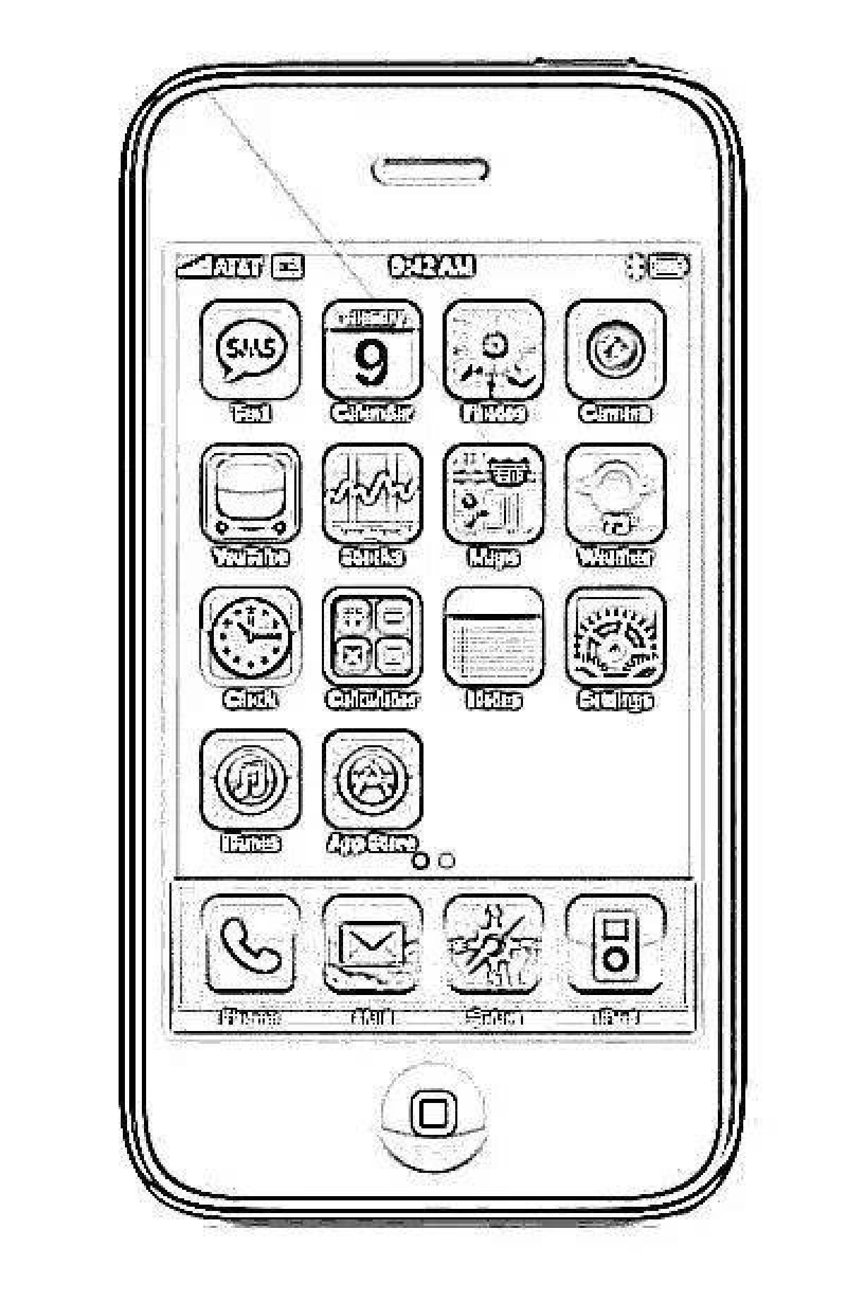 Картинка раскраска телефон айфон