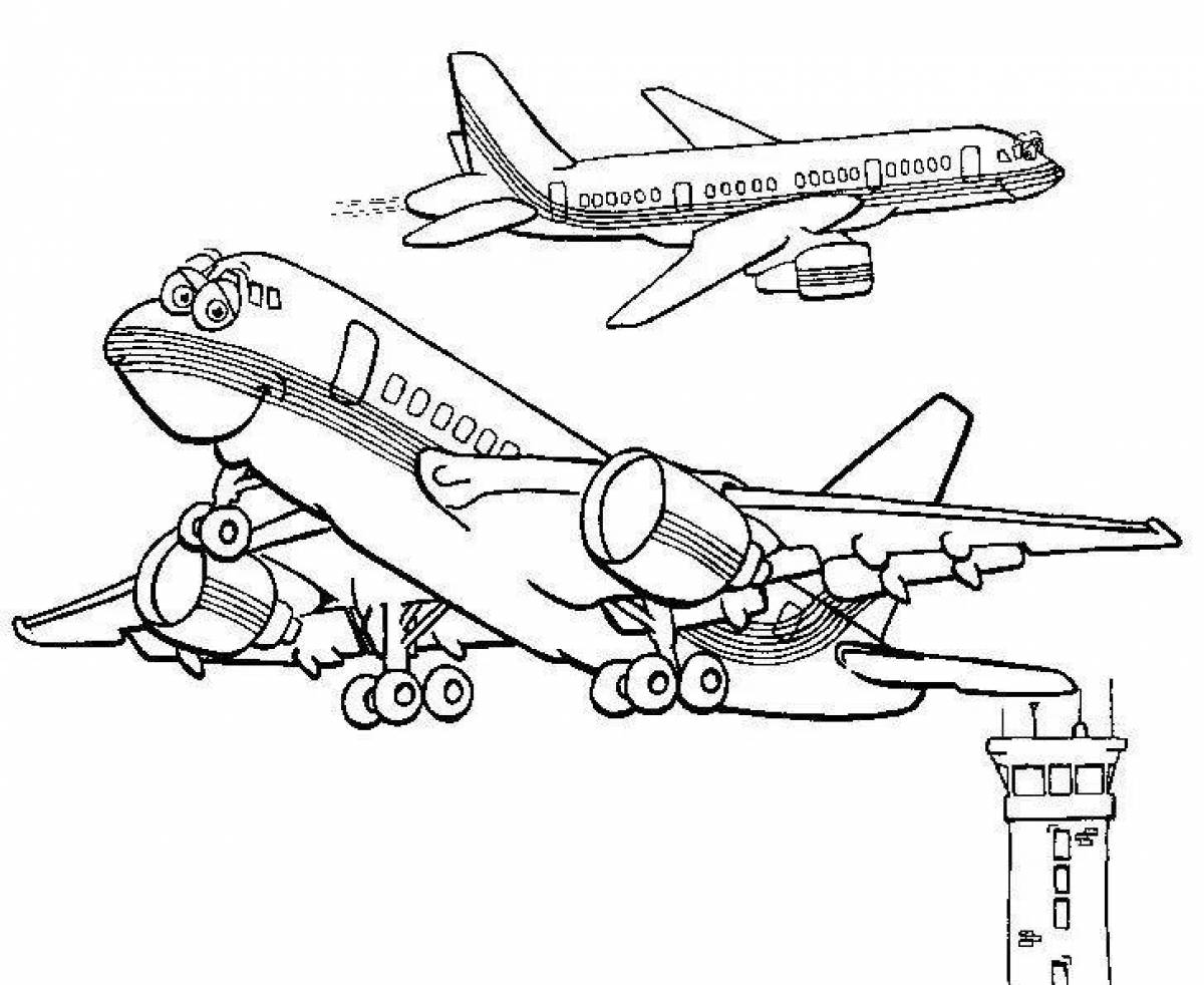 Luxury passenger plane coloring page