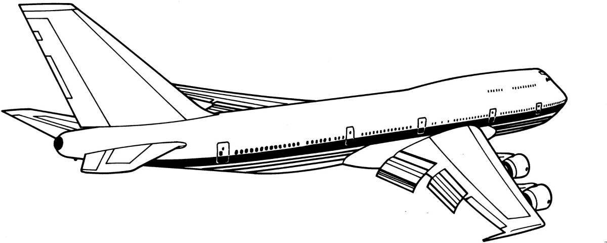 A striking passenger plane coloring page
