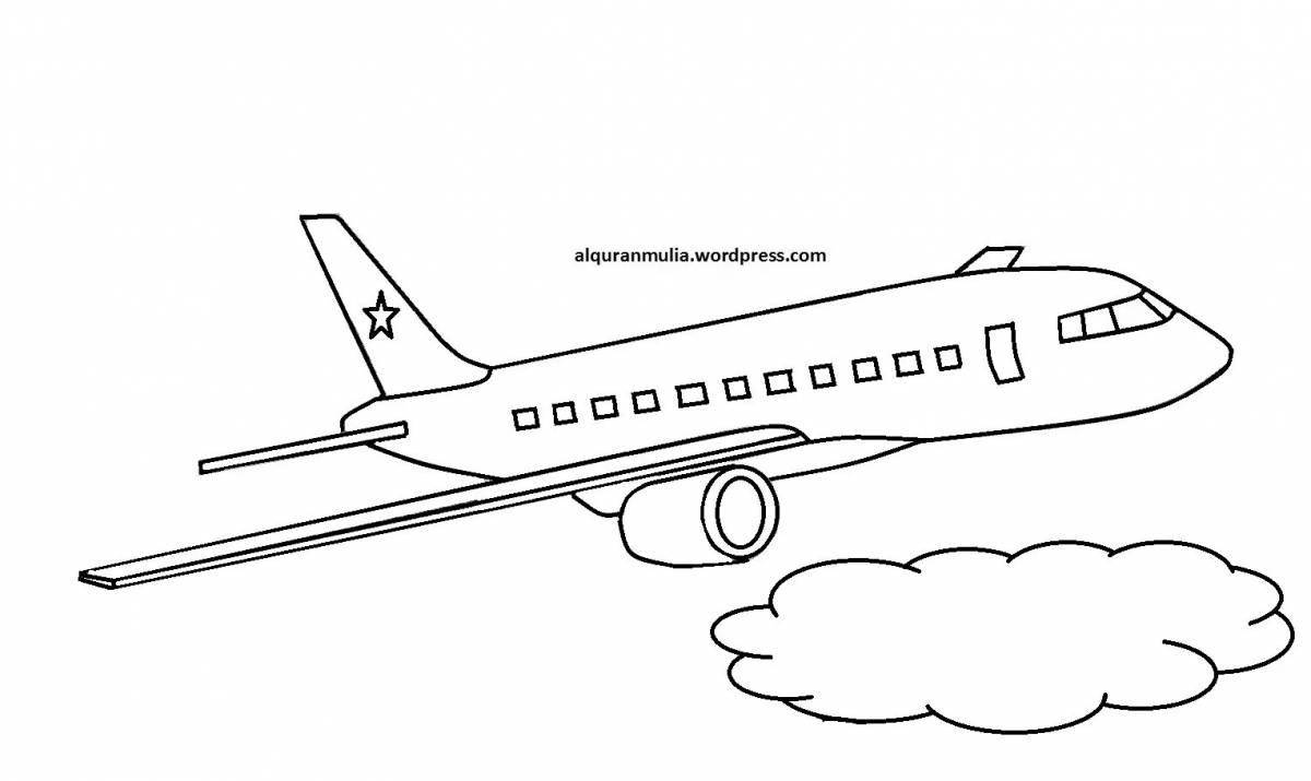 Brightly colored passenger plane coloring page