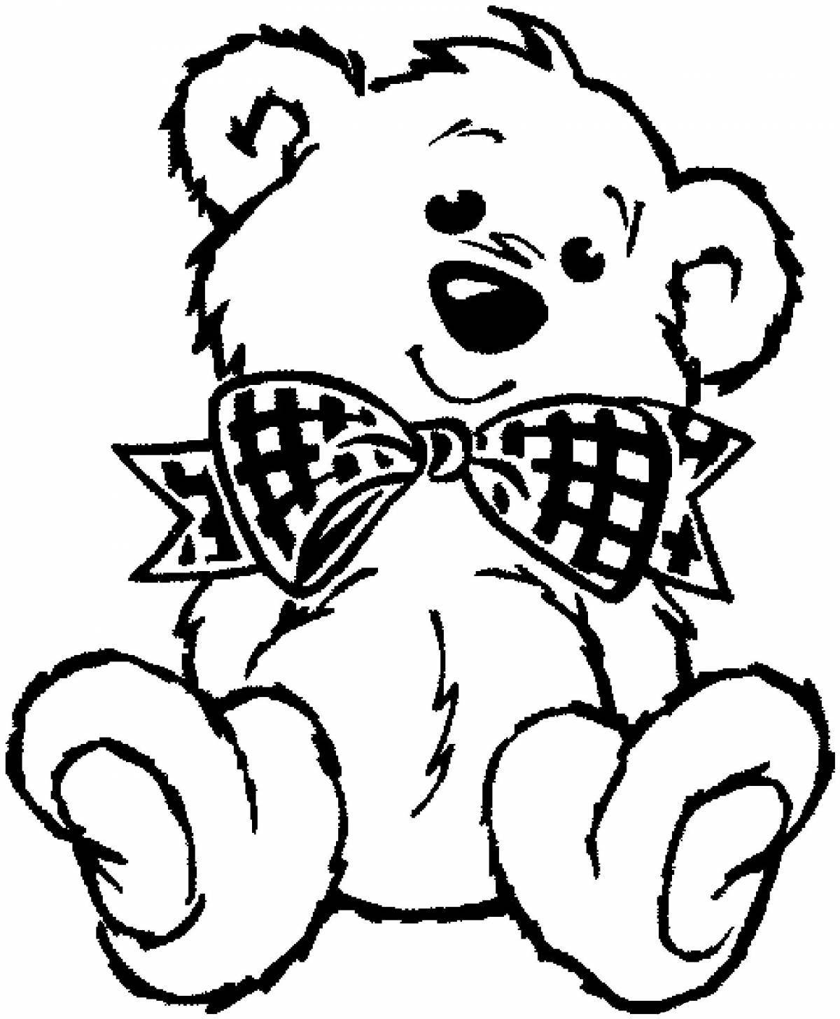 Coloring book fluffy teddy bear