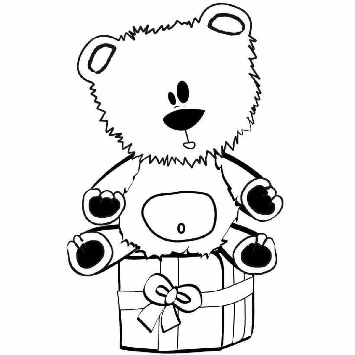 Wavy Teddy Bear Coloring Page