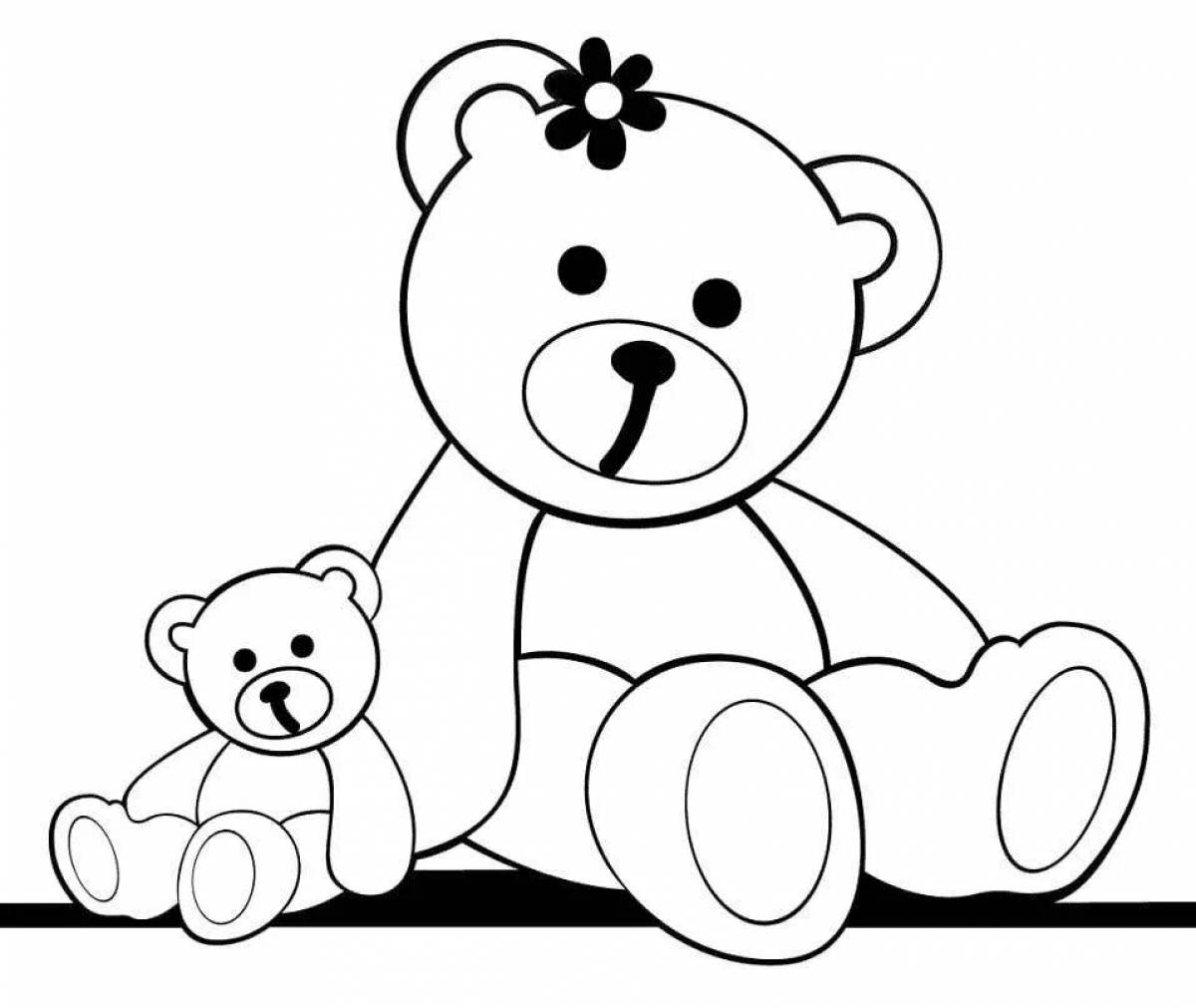 Coloring book hugging teddy bear