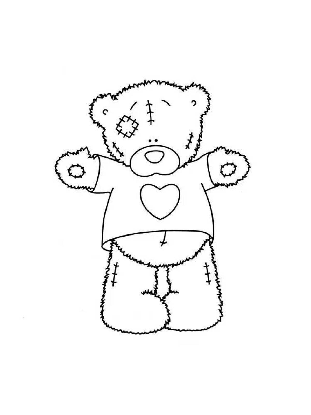 Grinning teddy bear coloring book