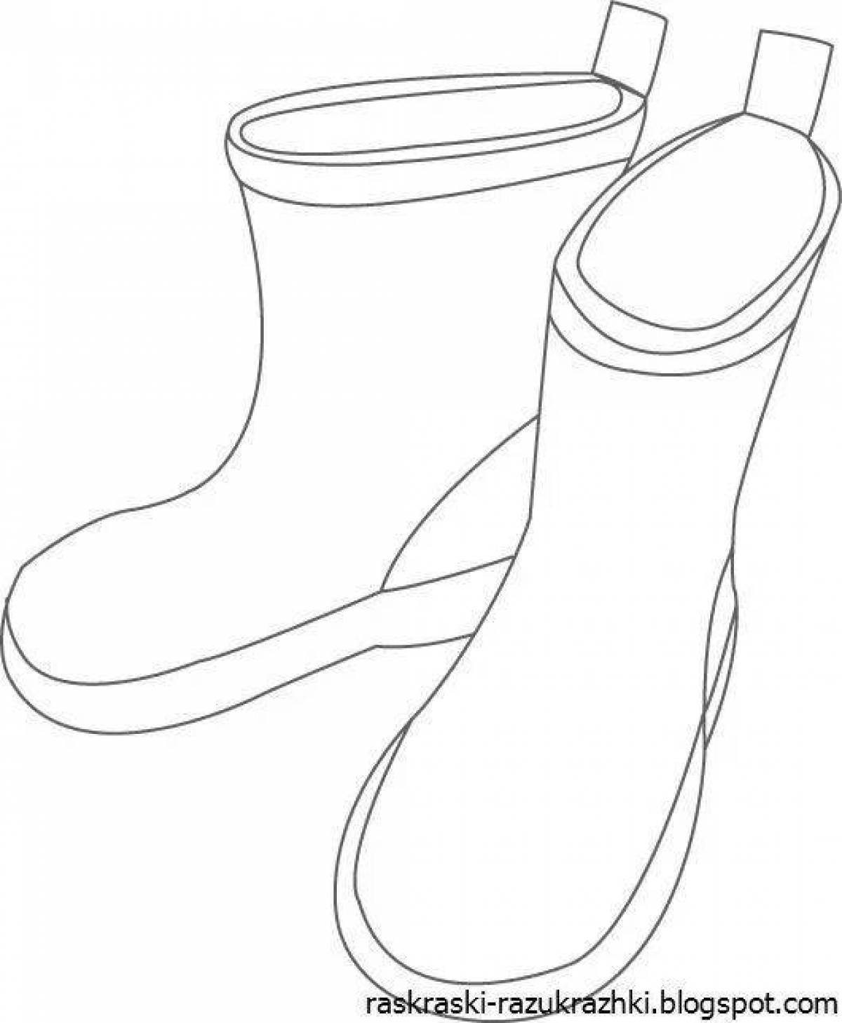 Coloring bright boots for children