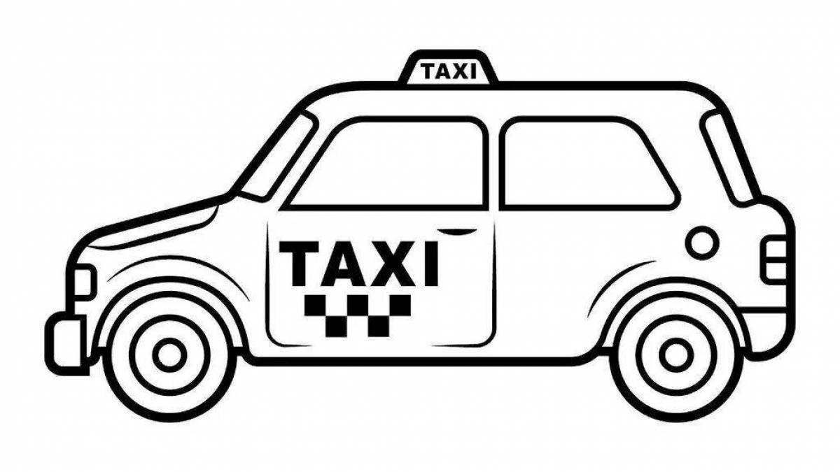Colorful taxi coloring page for kids